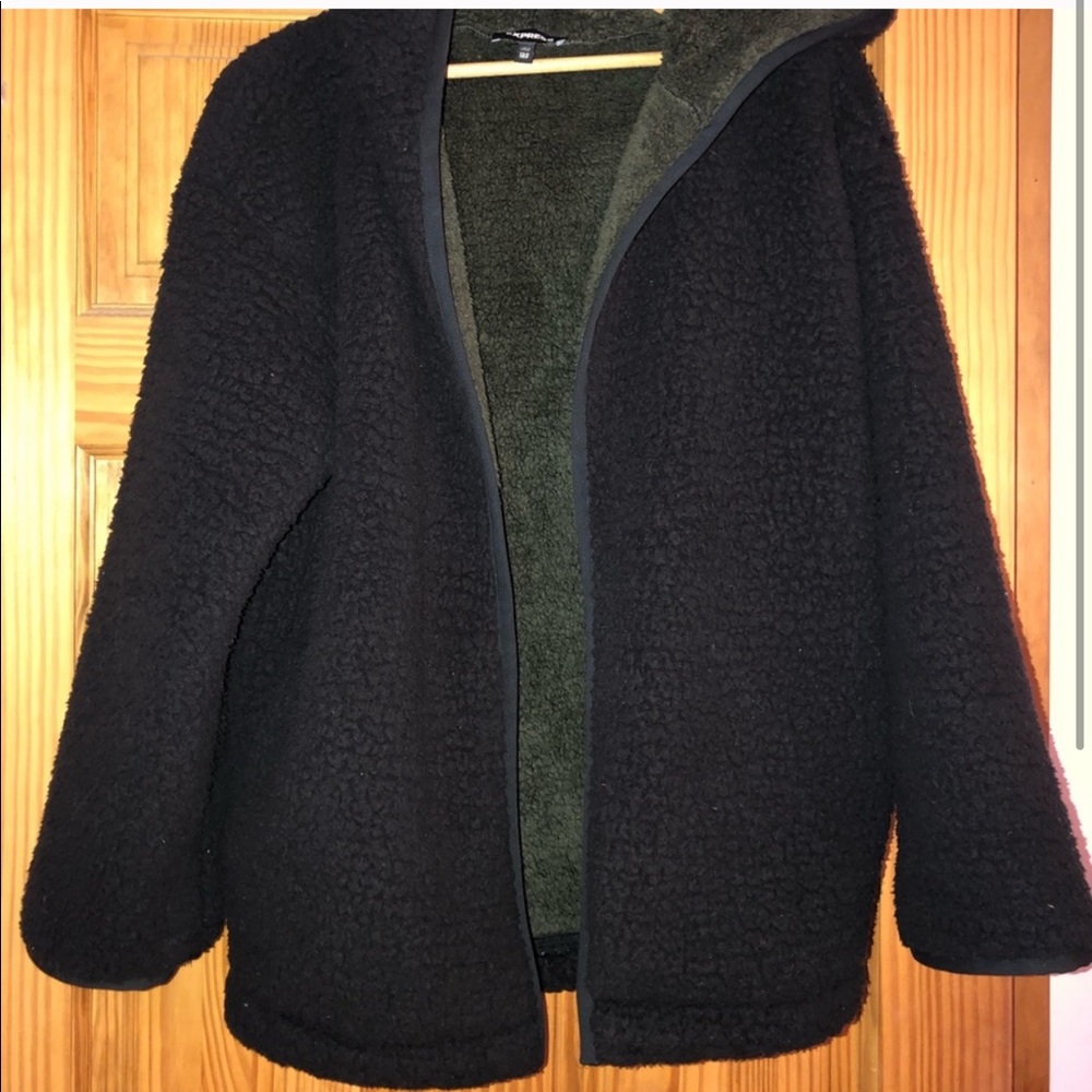 Express Oversized Black Teddy Jacket NWOT